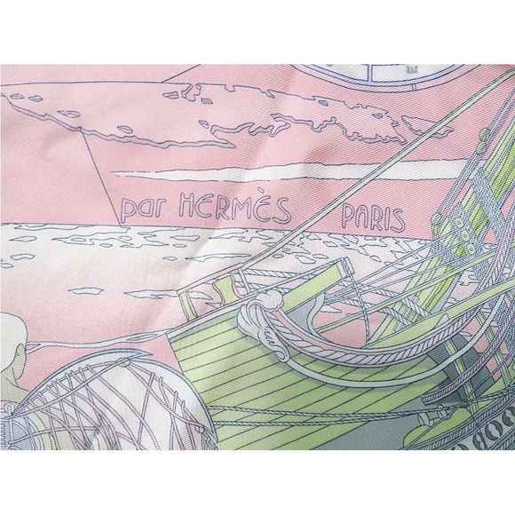 Hermes Pink and Green Geometric Scarf - Picture 10 of 12